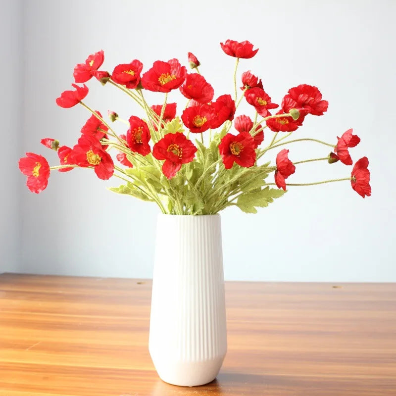 Garden Artificial Flowers Bouquet Poppy Fake Flowers For Home Decor