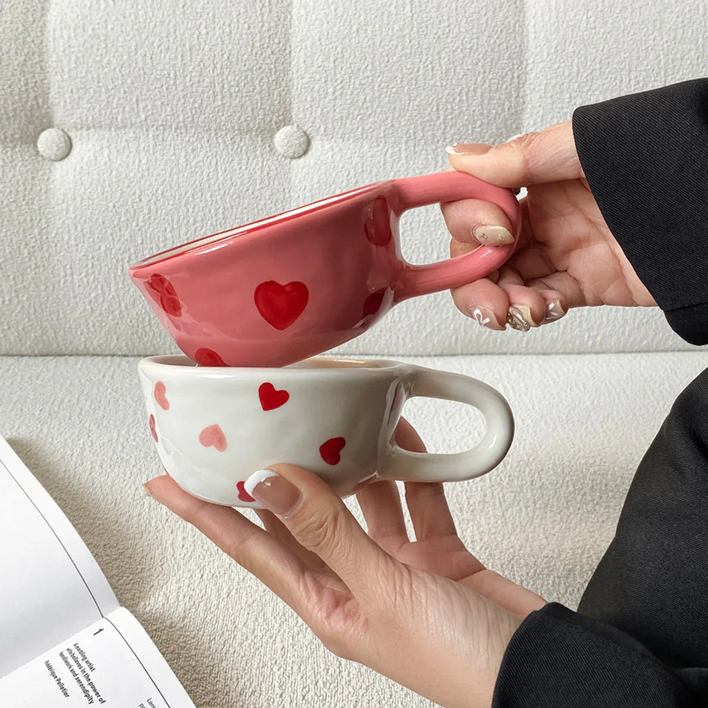 Love Ceramic Pair Cup, Creative Hand-Painted Ceramic Love Mug
