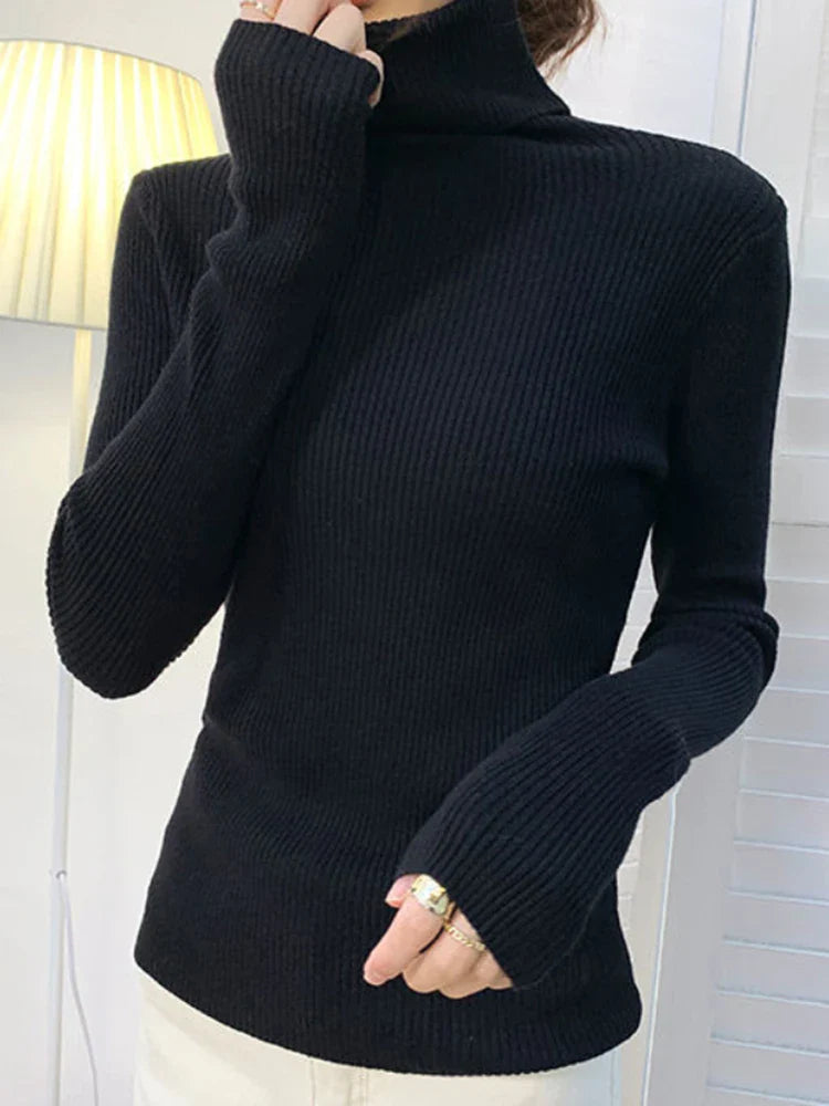 Women Fall Turtleneck Sweater Knitted Soft Pullovers Cashmere Jumpers Basic Soft Sweaters For Women Autumn Winter