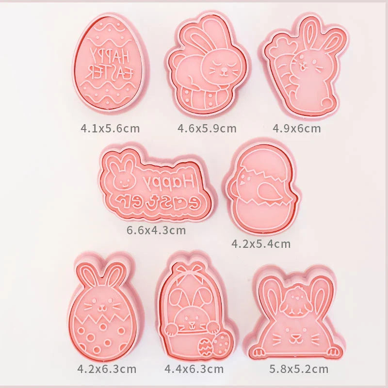 Cookie Cutters Plastic 3D Cute Cartoon Pressable Biscuit Mold Cookie Stamp Kitchen Baking Pastry Bakeware 8 Pcs/set
