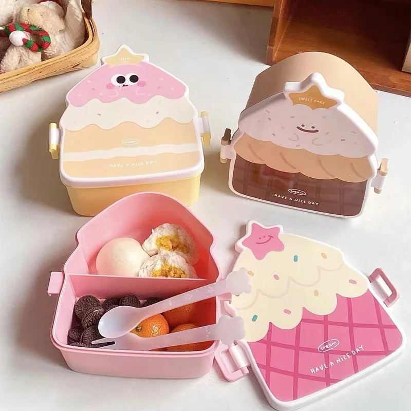 Bento Lunch Box for Kids Kawaii Cartoon Students Sandwich Snack Food Box Fruit Container Portable Picnic Fresh Box