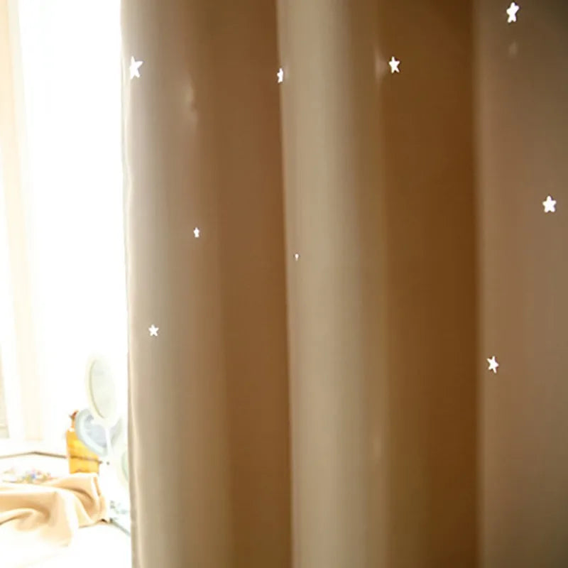 Double-Deck Princess Curtains for Living Room Hollow Stars Lace Curtain for Bedroom Shade Curtain Tulle Cloth