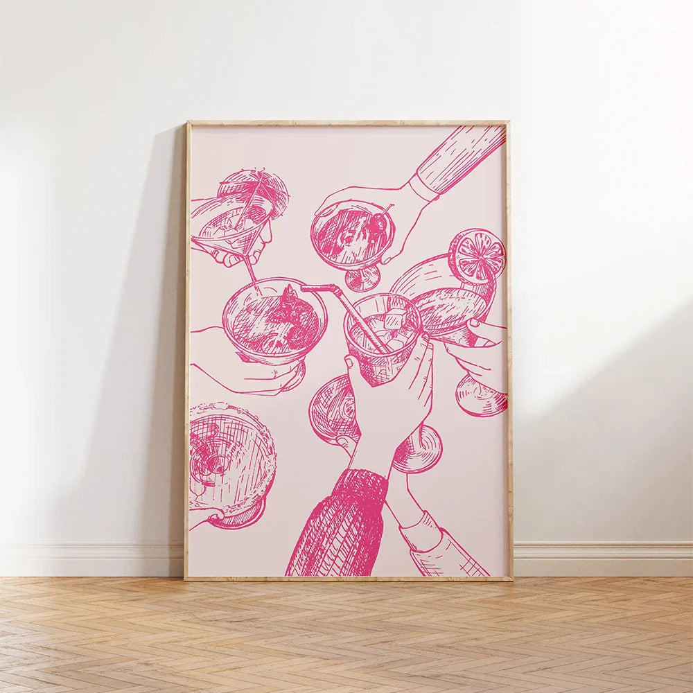 Pink Decor Set Prints Canvas Painting Trendy Art Murals Decor