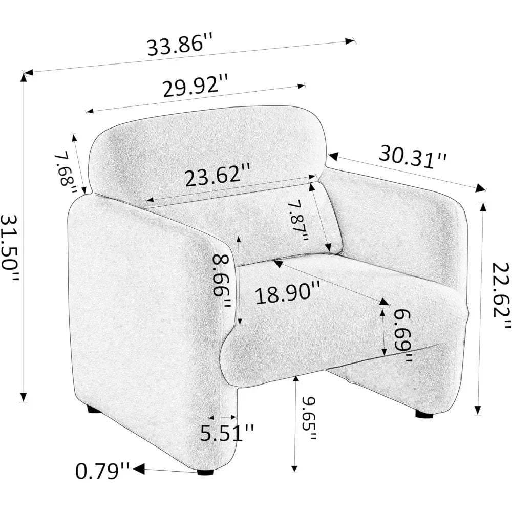 Modern Sherpa Lamb Fabric Armed Chair Comfy Upholstered Armchair Leisure Single Sofa Chair 33.86" Accent Chairs