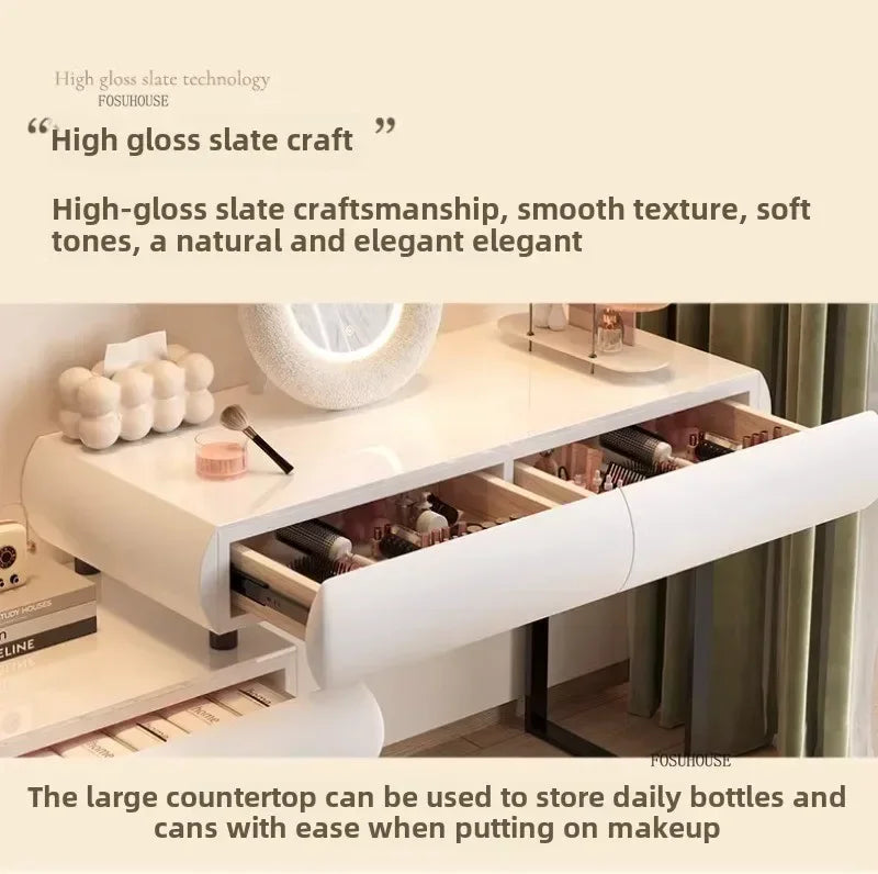 Multifunction Girls Vanity Table Corner Placement Mobile Luxury Dressers Set