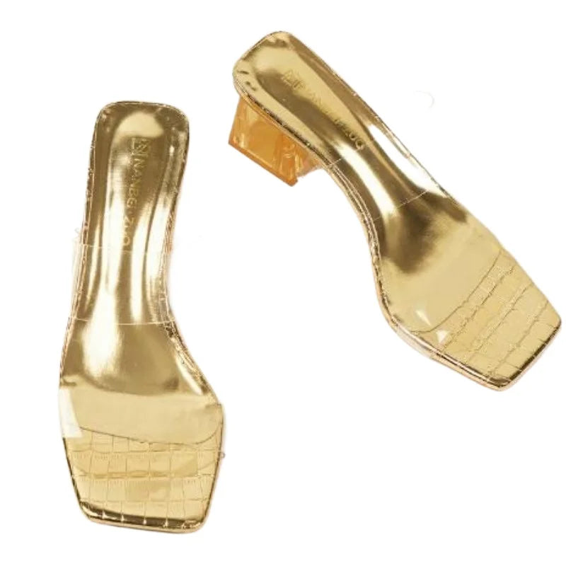 Women's Shoes - Summer Concise Slippers Square Toe Shallow Slippers High Quality Luxury Slippers