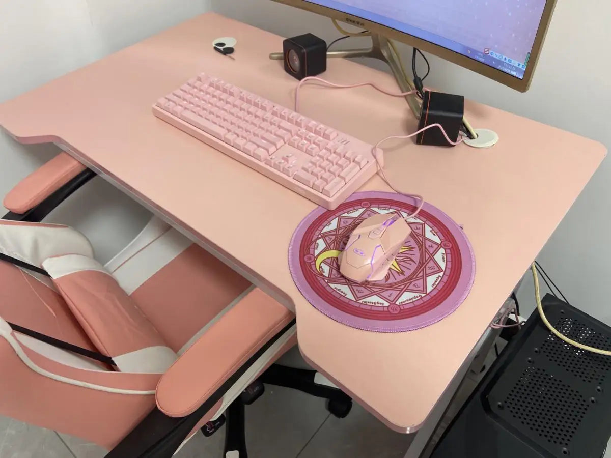 Pink Gaming Desk Girls Study Desk Laptop Table Computer Table Chair Live Gamer Home Live Desks Bedroom Desktop Gamer Desks