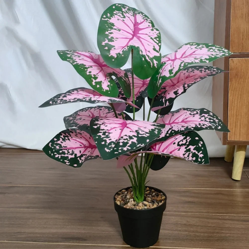 Pink Leaf Potted Plants Fake Artificial Plants Decoration Artificial Flower Simulation Ornament For Home Decor Party Wedding Dec