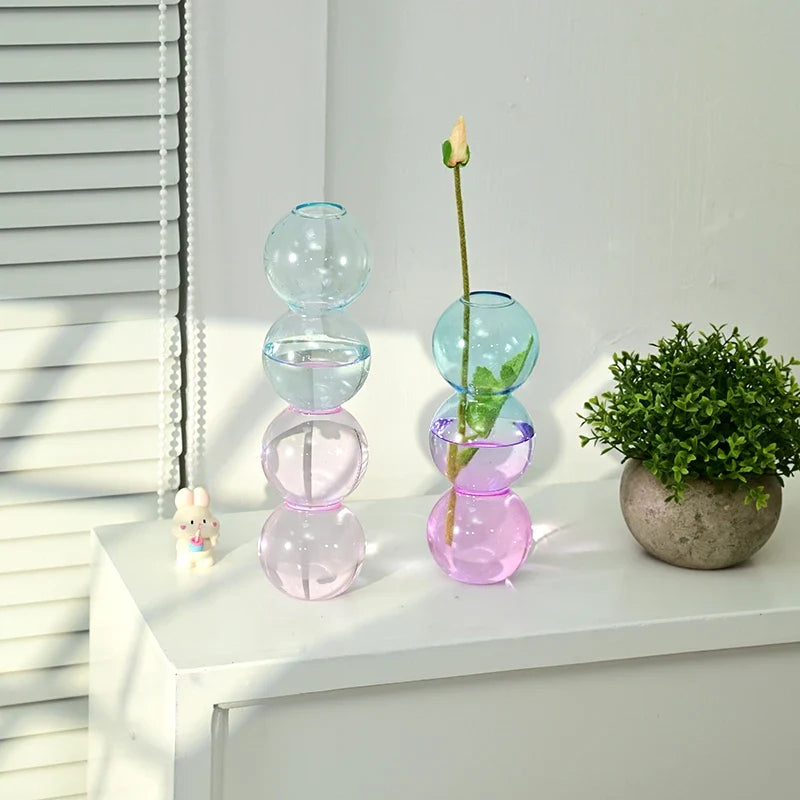Glass Bubble Vases Hydroponic Flower Vase Creative Spherical Flower Vases Stained Bubble Glass Vase Home Office Decor
