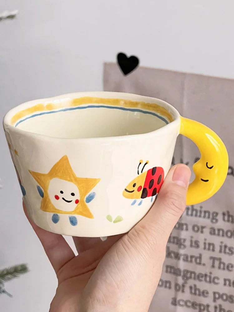Korean Style Cute Hand-painted Handle Mug Personalized Good-looking Ceramic Cup