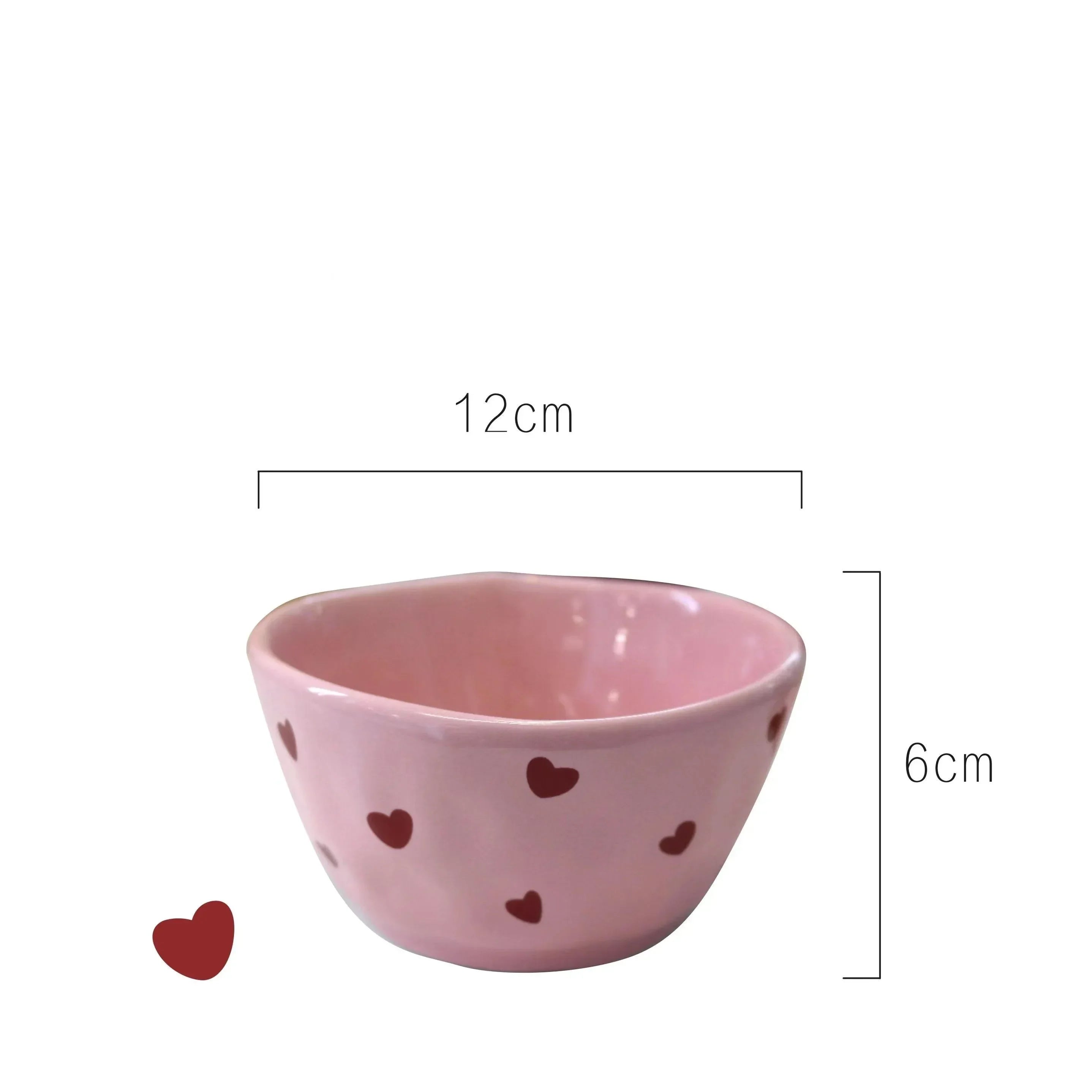 Pink Love Cutlery Set Rice Bowl Ceramic Double Ear Instant Noodle Soup Bowl Hand Paired Spoon Combination Noodle Bowl