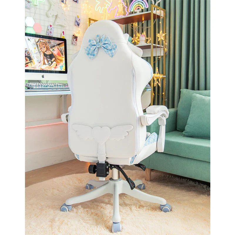 Cute Girl Gaming Chair New Fashion Bow Tie Computer Chair Net Red Anchor Game Chair Comfortable Reclining 360° Swivel Chair