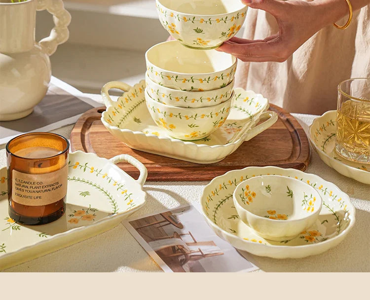 Porcelain Plate French Style Floral  Tableware