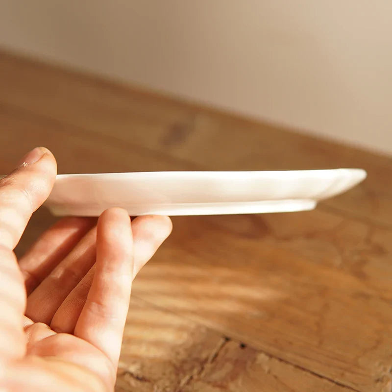 Embossed Love Plate Irregular Design Dessert Cake Plates Exquisite Ceramic Tableware