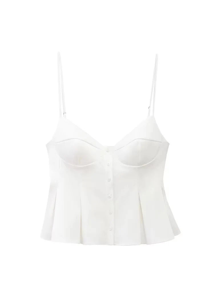 Women's Poplin T-Shirt Tops Summer New Sexy Camis Tank For Ladies Fashion White Color Short Chic Casual Party Top