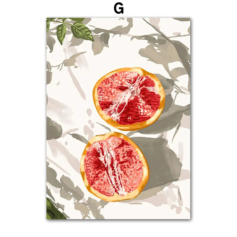 Garden Lemon Fruit Flower Plants Abstract Illustration Poster And Prints Wall Art Canvas Painting Pictures For Decor