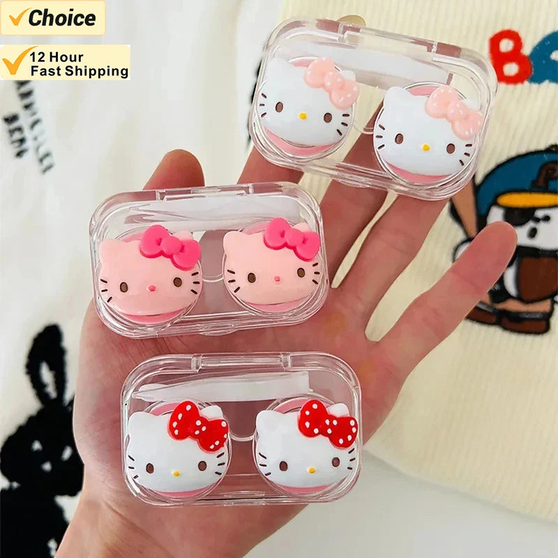 Transparent Cartoon Kawaii Portable Myopia Contact Lens Box for Girls'