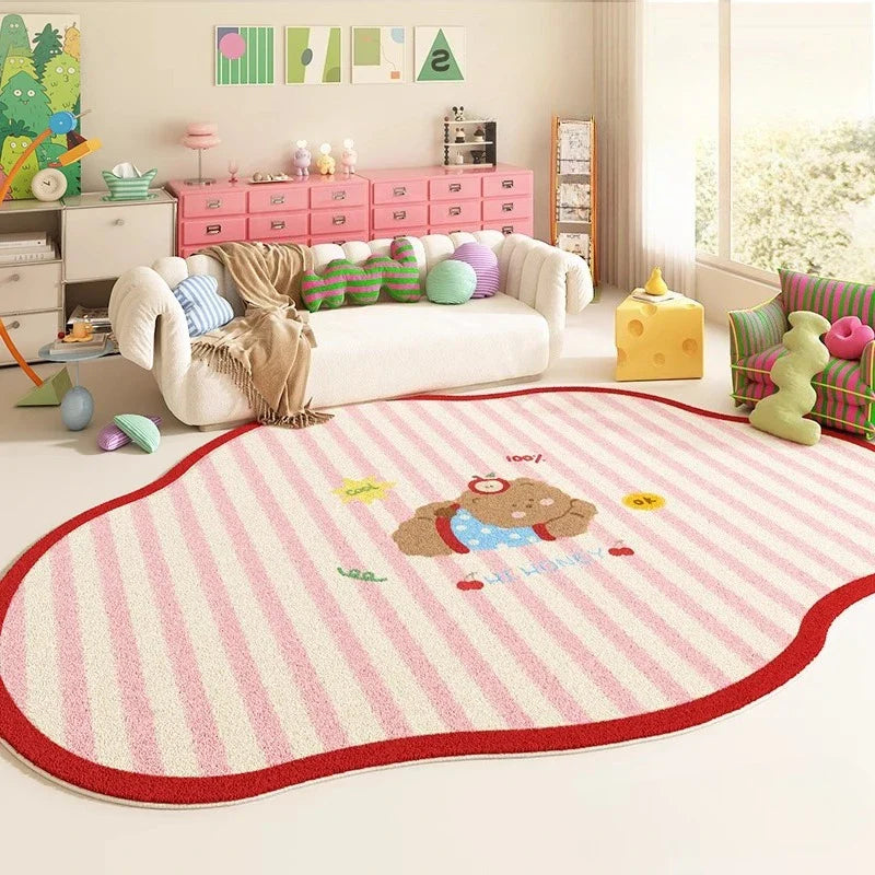 Cream Style Rugs Decoration Anti-slip Carpet Fluffy Soft Floor Mat Thick Plush Cloakroom Rug