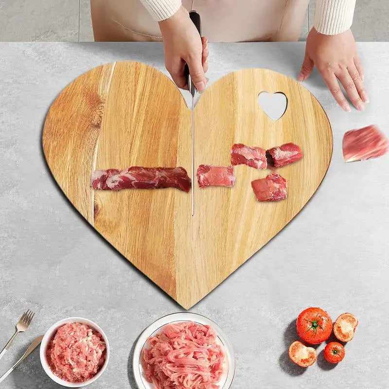 Wooden Cutting Boards for Kitchen Heart Shaped - Double Sided Portable Fruit Meat Chopping Charcuterie Serving Boards