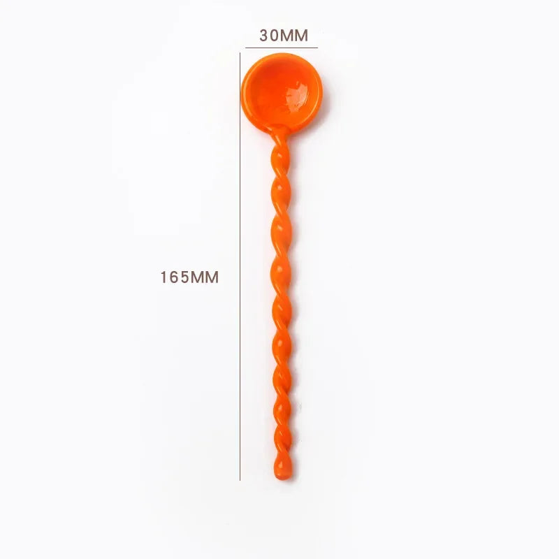 Glass Scoops with Long Handle Colorful and Cute Teaspoon Kitchen Accessories