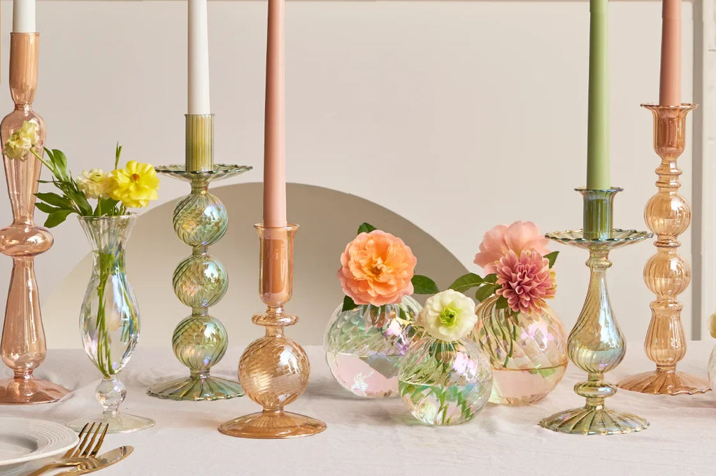 Taper Candle Holders Glass Candlesticks for Home Decoration Glass Vase