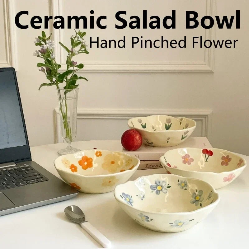 Ceramic Hand Pinched Irregular Style Flower Bowl