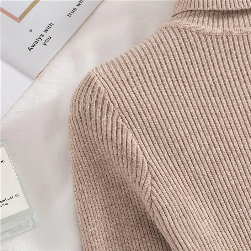 Women Fall Turtleneck Sweater Knitted Soft Pullovers Cashmere Jumpers Basic Soft Sweaters For Women Autumn Winter