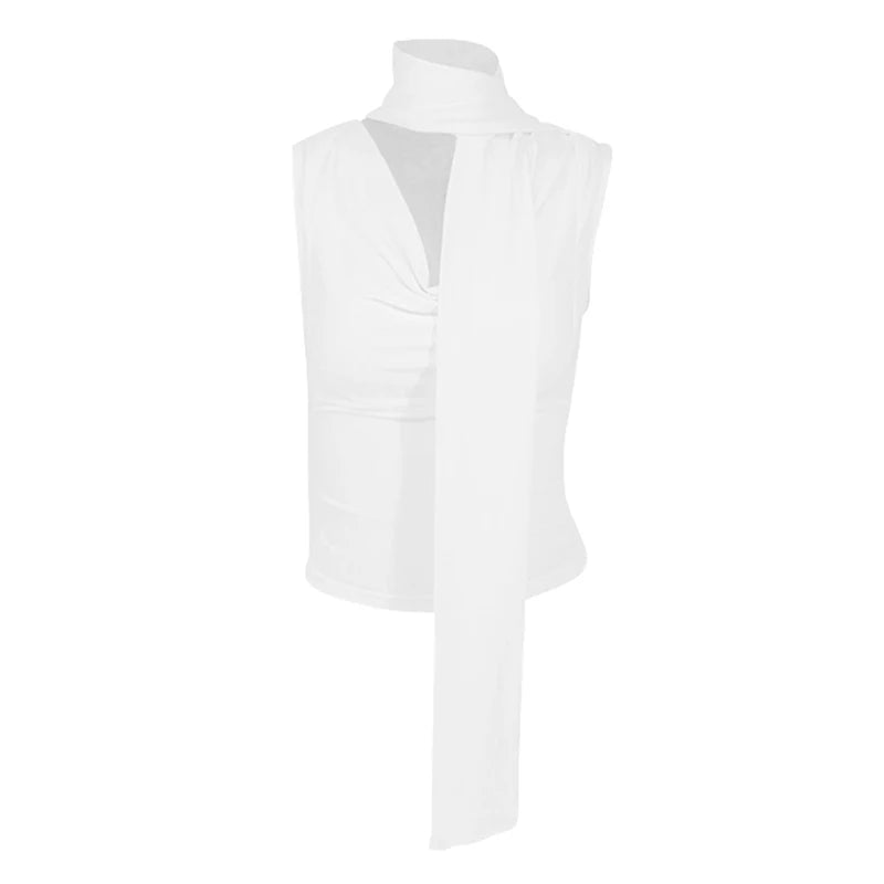 Summer New Tank Women Solid Sexy Sleeveless V-Neck Lady Top Fashion Bandage Streetwear Casual Slim Tank Elegant Knitted Clothing