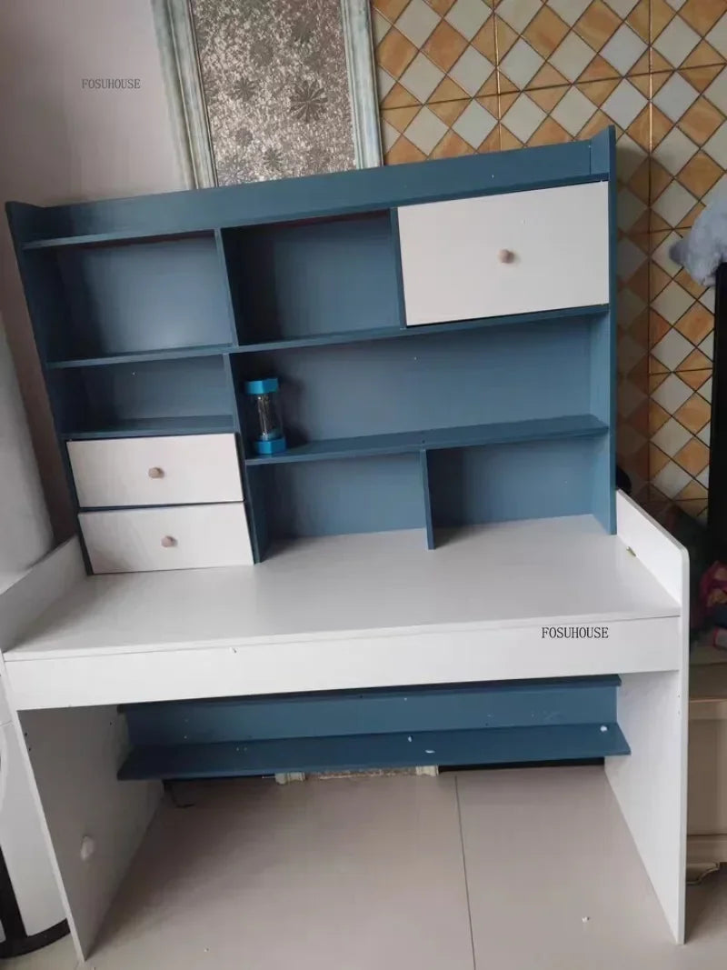 Girl Pink Bookshelf and Bookcase Integrated Study Desk with Storage Gaming Table Modern Office Furniture