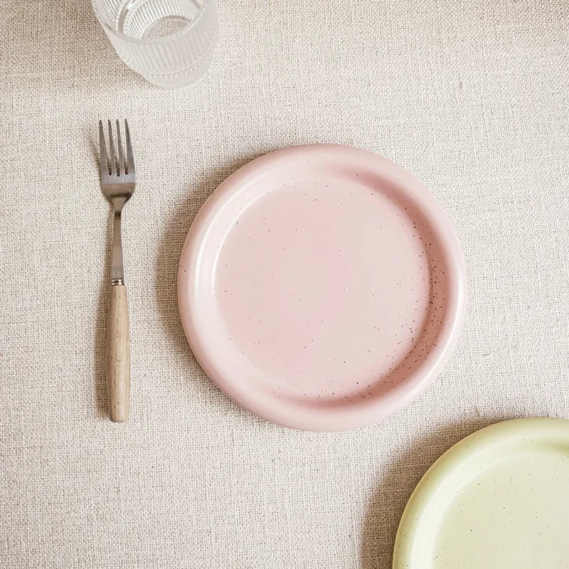 Macaron Color Plate Small Fresh Ceramic Round Plate