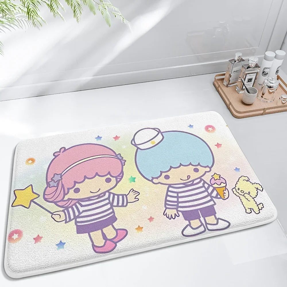 Cartoon Little Twin Stars KiKi Floor Mat For Living Room Sofa Floor Cushions Modern Soft Fluffy Home Rug