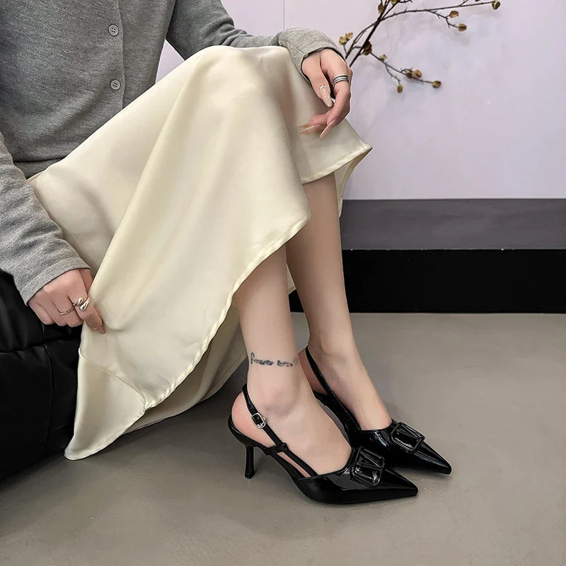 Luxury Brand Design High Heels Women's Stiletto Pointed Toe Strap Buckle Ladies Party Banquet High Heel Sandals