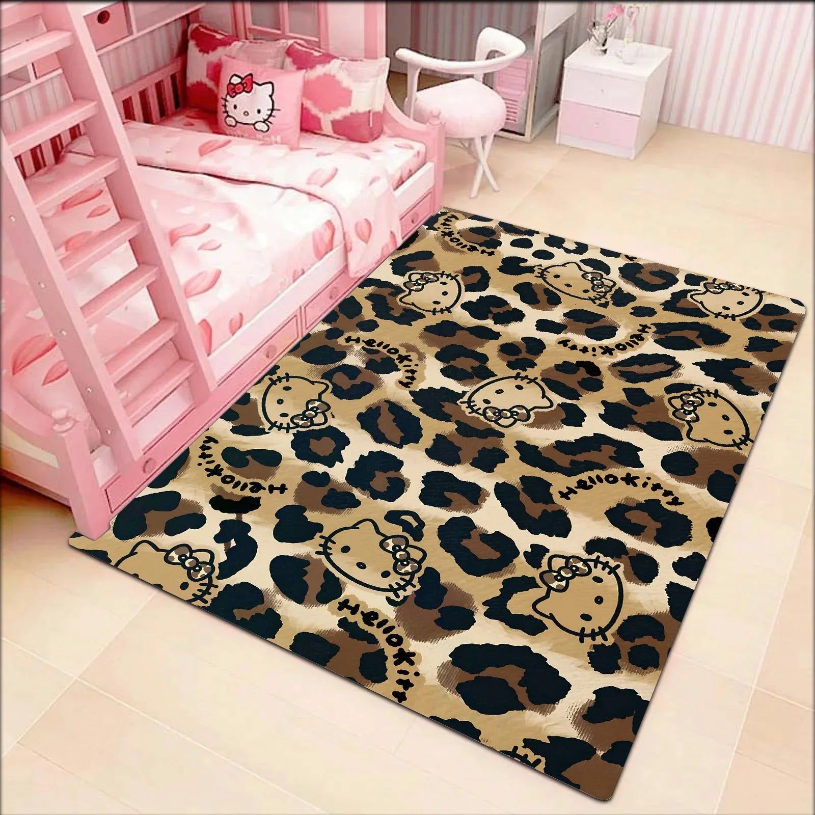 Floor Mat Bathroom Mats Leopard Print Hello Kitty Mat for Hallway Doormat Entrance Door Rugs Custom Carpet Entrance of House