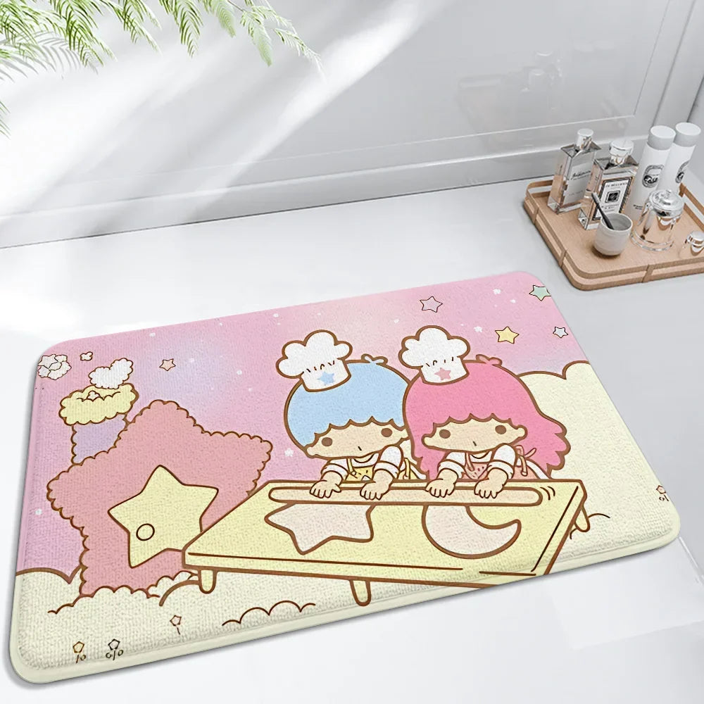 Cartoon Little Twin Stars KiKi Floor Mat For Living Room Sofa Floor Cushions Modern Soft Fluffy Home Rug