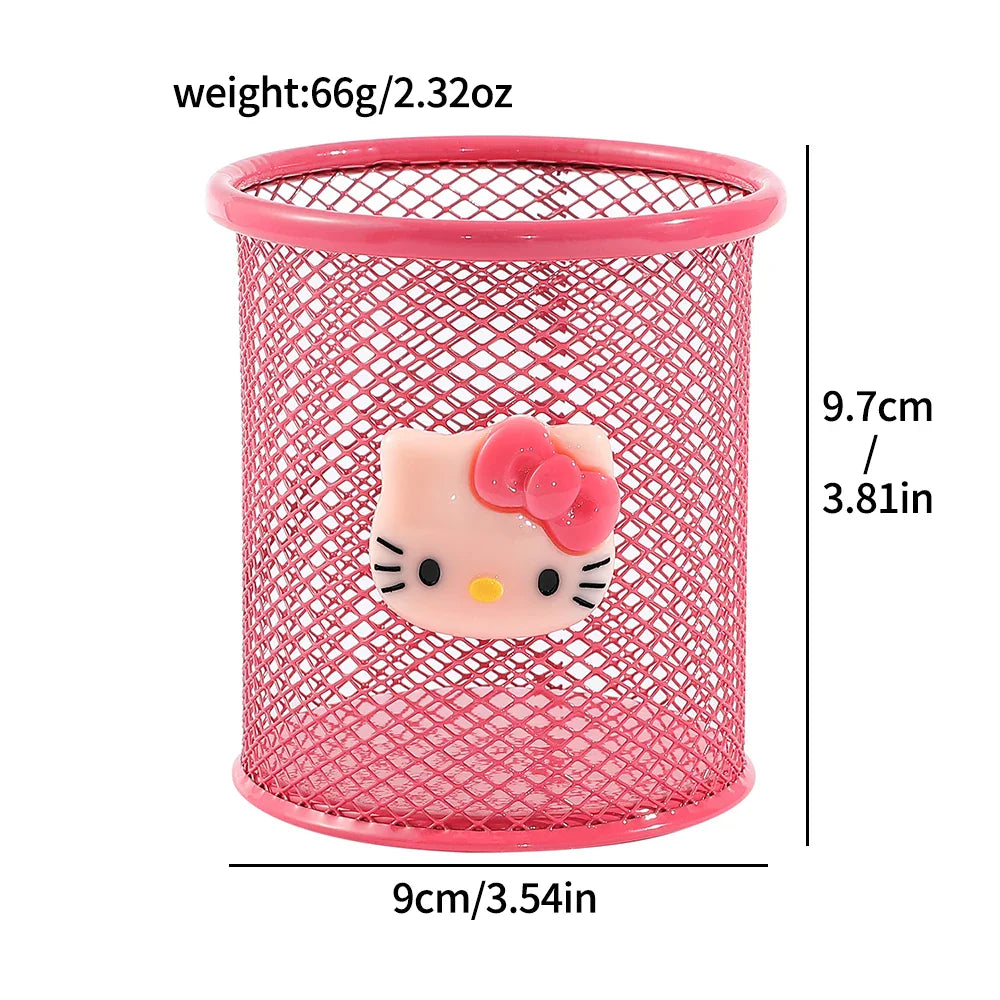 Sanrio Series Cute Hello Kitty Fashion Pen Holder Desktop Decorations Anime Fans Girl Creative Round Pen Holder