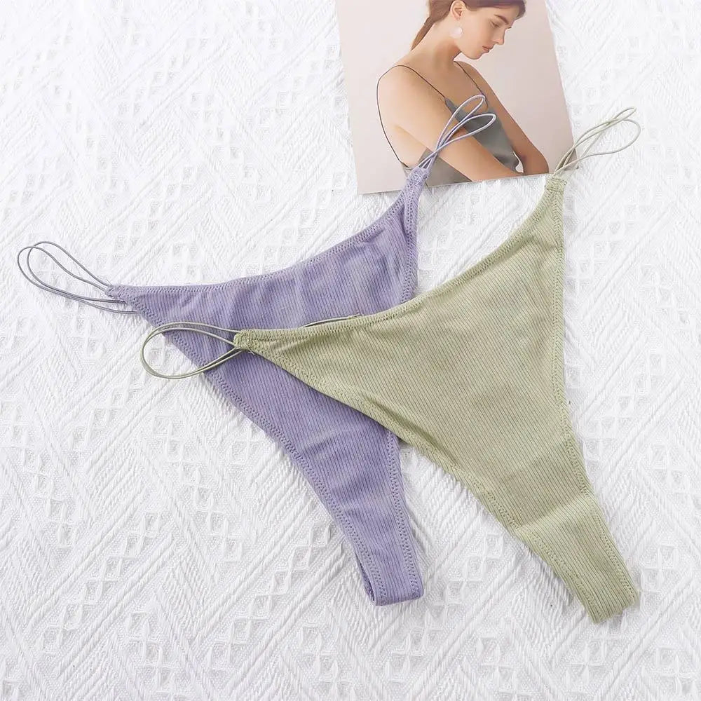 Thin Strappy Low Rise Cotton Thongs G Strings Underwear Panties