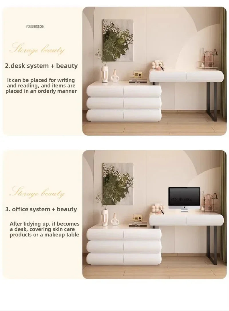 Multifunction Girls Vanity Table Corner Placement Mobile Luxury Dressers Set