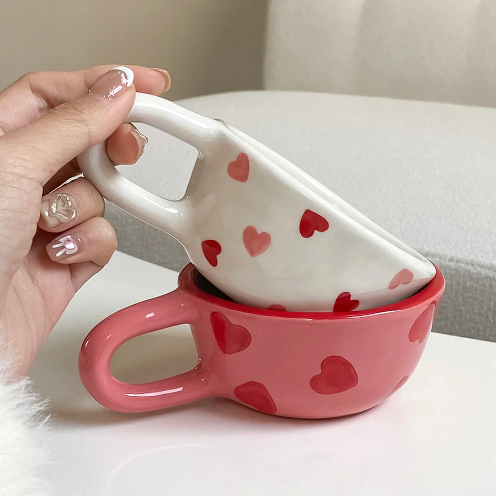 Love Ceramic Pair Cup, Creative Hand-Painted Ceramic Love Mug