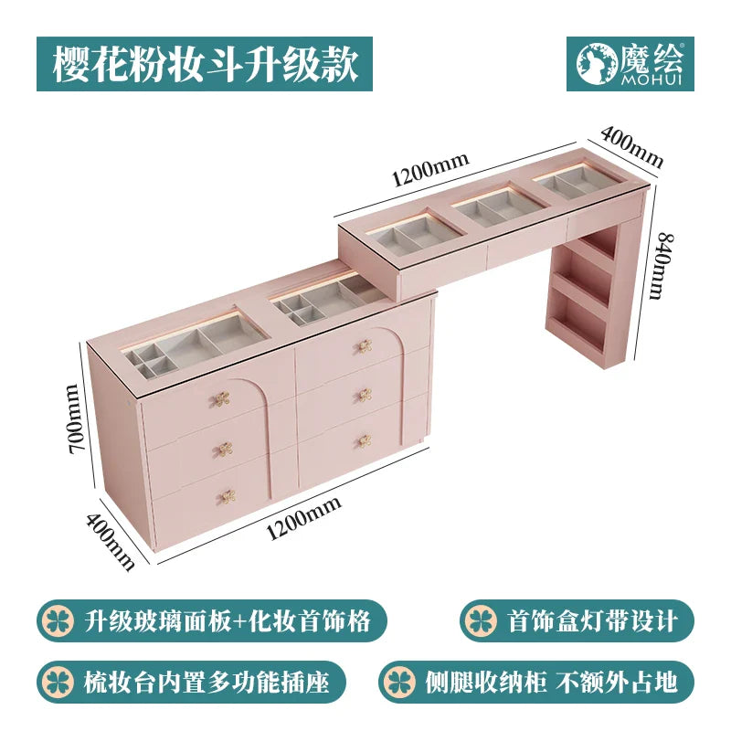 Room Dresser Makeup Bedroom Drawers Mirror Storage Cabinet Hairstyles Comfortable Illuminated Furniture