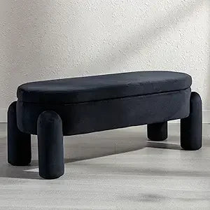 Modern Storage Ottoman Bench, Velvet Upholstered Storage Bench End of Bed Stool for Bedroom Living Room Entryway, 44.75" Width,