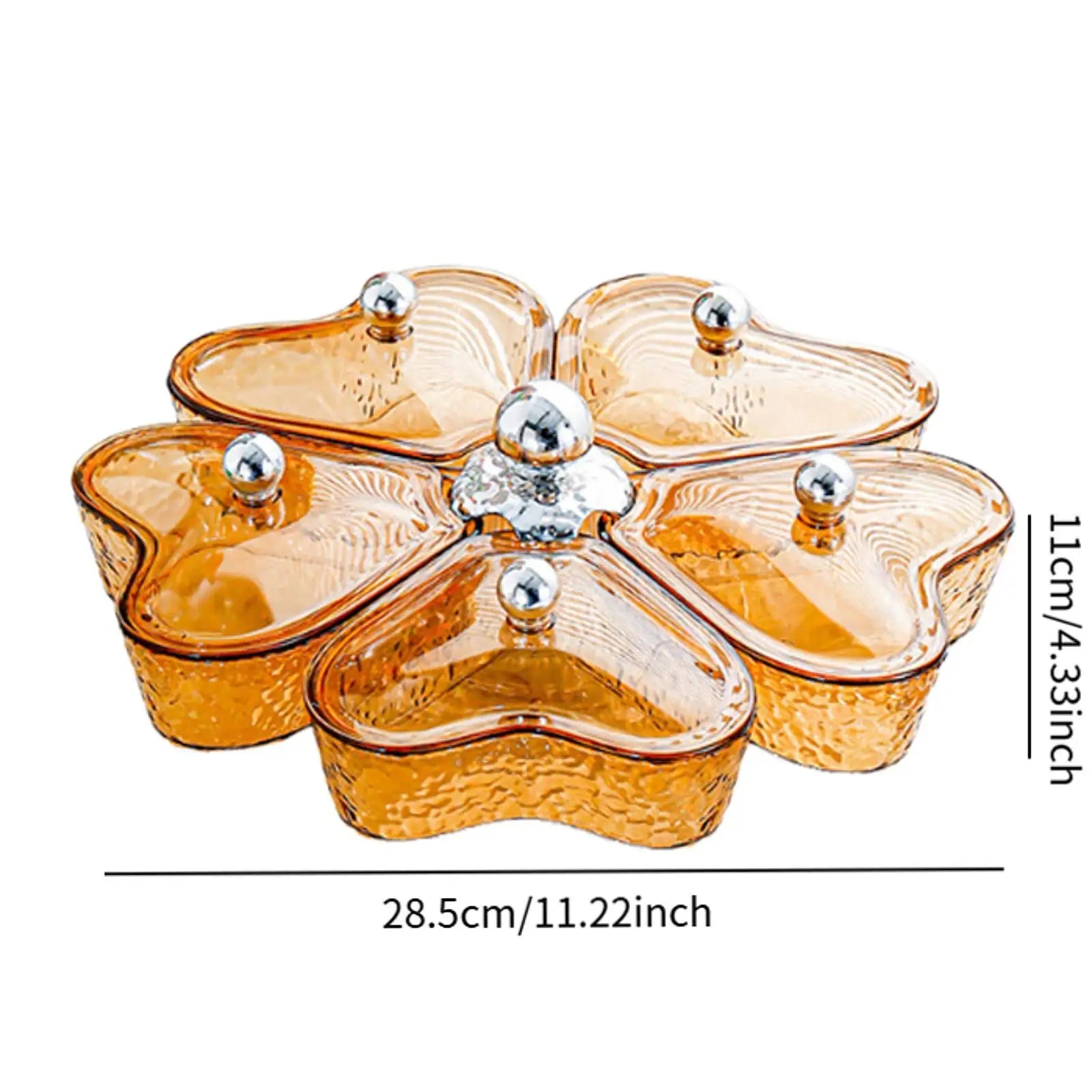 Divided Serving Tray Fruit Plate Organizer Nut Candy Veggie Tray Rotating Snack Platter for Candy Nuts Sweets Fruit Tea Party