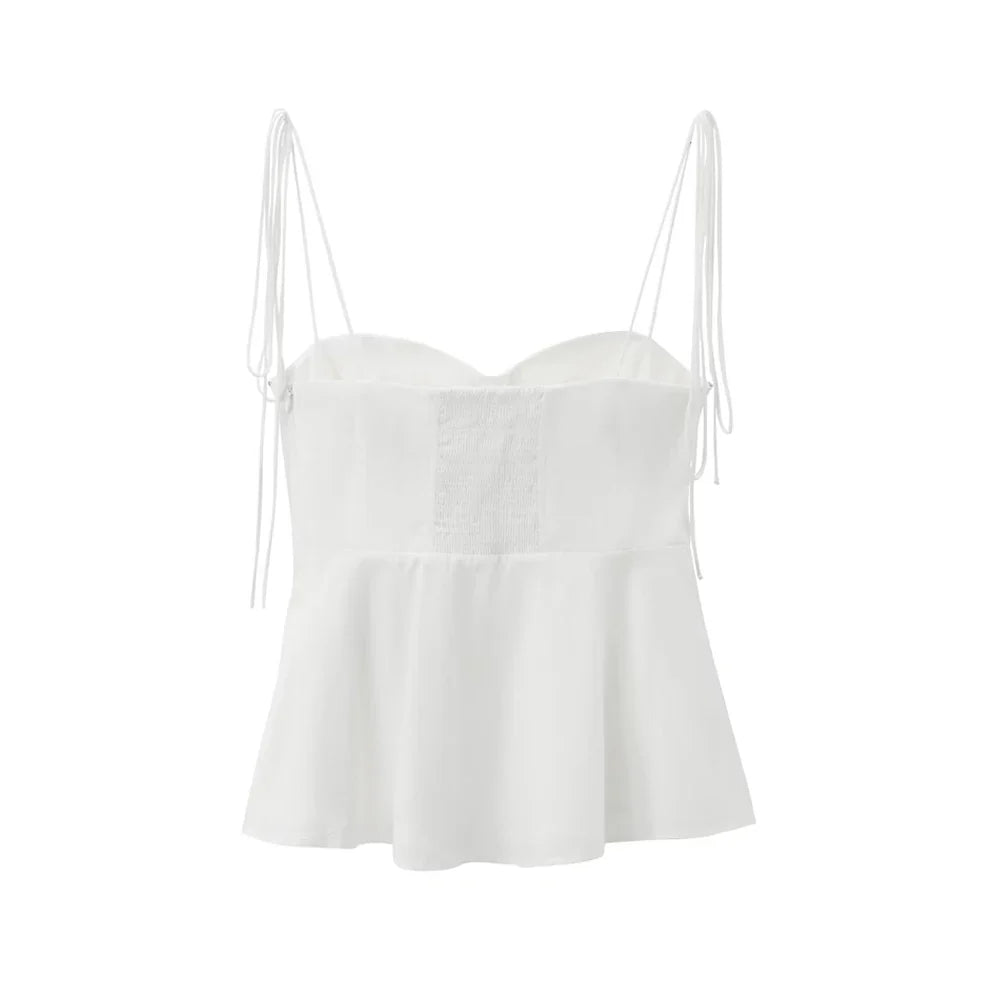 Lace String Asymmetric Bustier Tops for Women, Sweetheart Neck, Tied Thin Straps, Side Zipper, Female Camis, Sexy Fashion