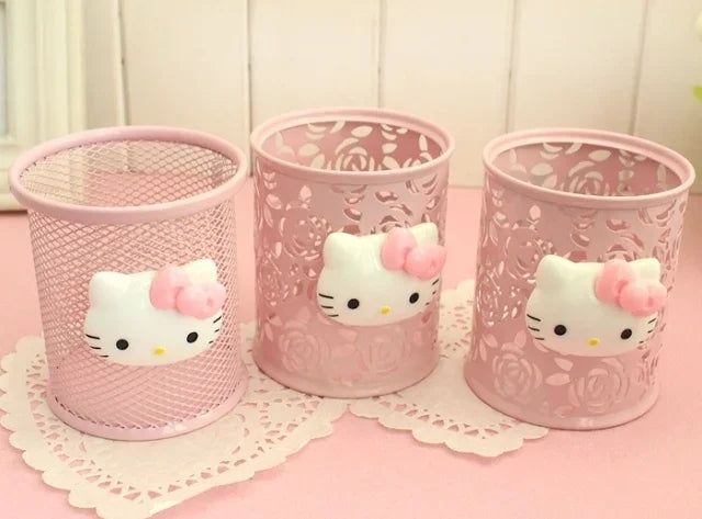 Hello Kitty Sanrio Animation Peripheral Cartoon Children's Pen Holder Creative Kawaii Desktop Storage Box Ornaments