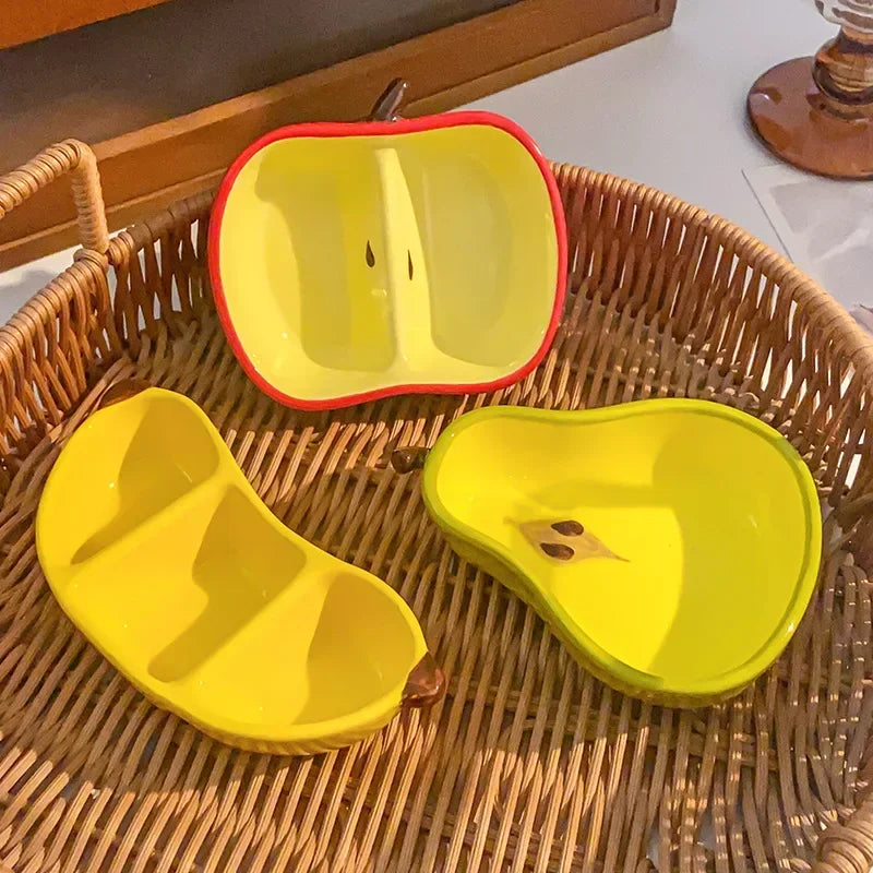 Cute Ceramic Dish Plates Fun Fruit Shape Snack Plate - Serving Small Plate