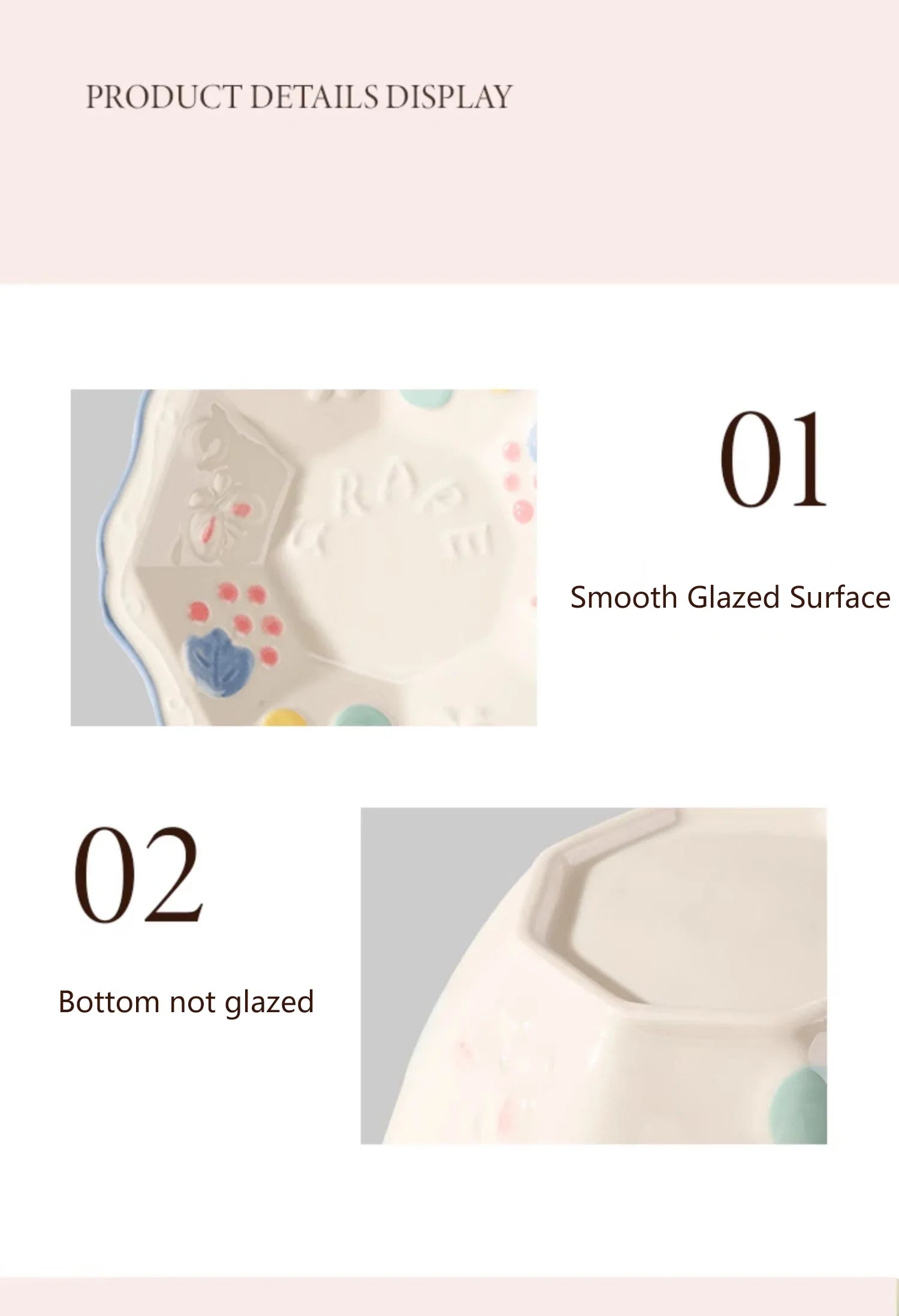 Cute Pattern Ceramic Plates Print Round Deep Tableware