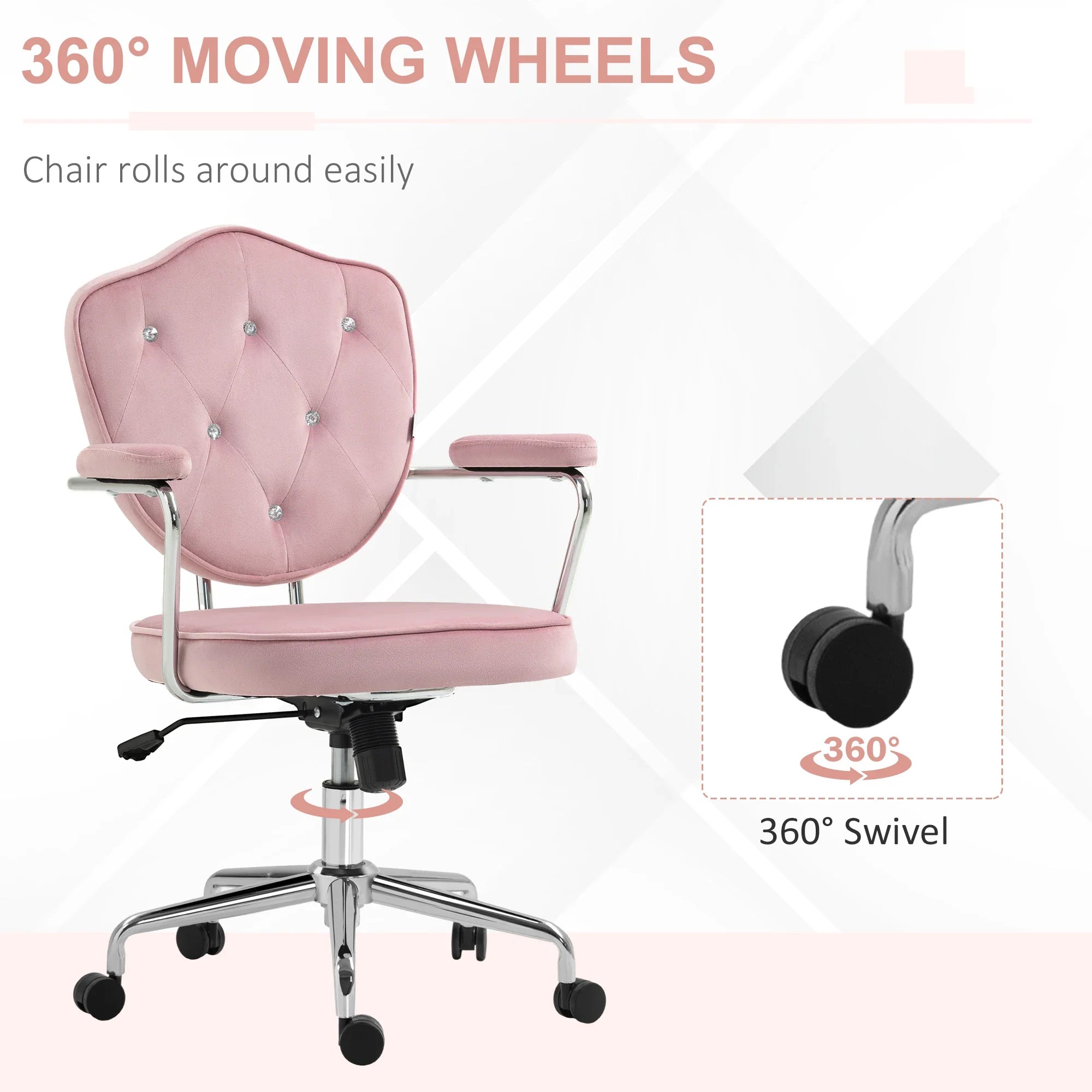Cute Velvet-Feel Fabric Vanity Chair, Pink