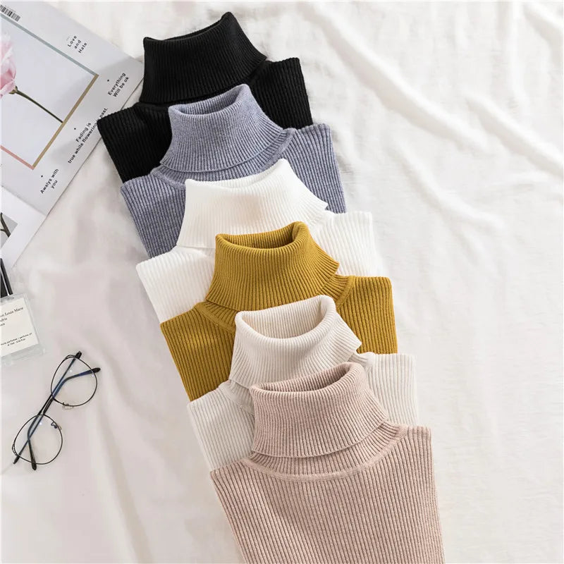 Women Fall Turtleneck Sweater Knitted Soft Pullovers Cashmere Jumpers Basic Soft Sweaters For Women Autumn Winter
