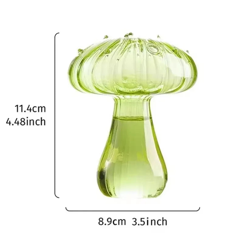 Delicate Colourful Mushroom Vase Creative Hydroponic Transparent Glass Aromatherapy Vase Living Room Dining Room Desktop Art Decoration