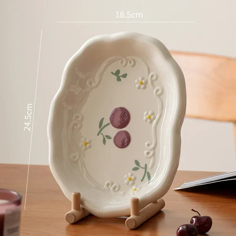 Light Luxury Ceramic Plate Sweet Lovely Dessert Salad Plate Delicious Dishes Dining Plates Exquisite Tableware