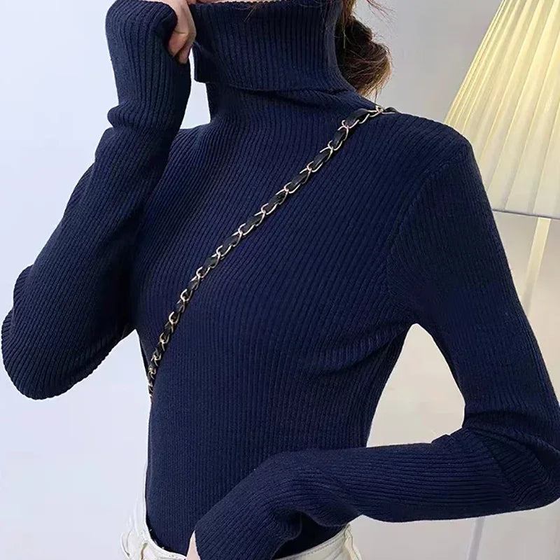 Women Fall Turtleneck Sweater Knitted Soft Pullovers Cashmere Jumpers Basic Soft Sweaters For Women Autumn Winter